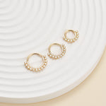 14K Solid Gold Lab Diamond Daith Clicker Hoop Earring Hinged Seamless Septum Ring