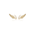 14K Solid Gold Lab Diamond Angel Wings Flat Back Cartilage Stud Earring