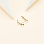 14K Solid Gold Moss Agate Cartilage Stud Threadless Flat Back Push Pin Earring