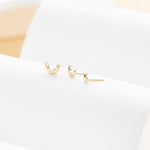 14K Solid Gold Crescent Threadless Cartilage Flat Back Stud Earring