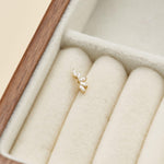 14K Solid Gold Marquise Lab Diamond Helix Stud Threadless Flat Back Earring