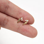 14K Solid Gold Lab Diamond Angel Wings Flat Back Cartilage Stud Earring