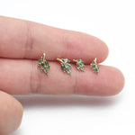 14K Solid Gold Moss Agate Marquise Leaf Threadless Cartilage Flat Back Earring