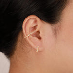 14K Solid Gold Lab Diamond Conch Hoop Earrings Hinged Seamless Clicker