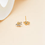 14K Solid Gold Fan Lab Diamond Flat Back Earring