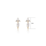 14K Solid Gold Lab Diamonds Push Pin Labret Stud, Threadless Flat Back Earring