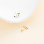 20G/18G/16G 14K Solid Gold Tiny Climbers Push Pin Flat Back Labret Stud